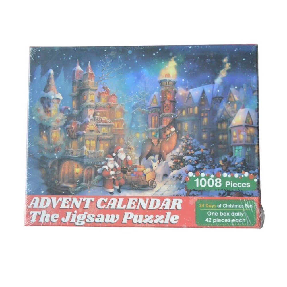Advent Calendar Jigsaw Puzzle 1008 Pieces Christmas Holiday Countdown 24 Days Fe